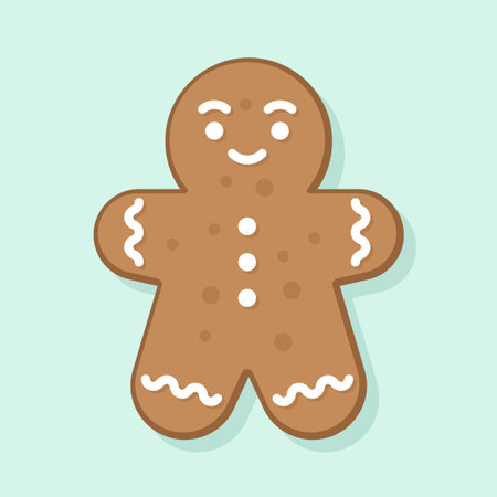 Gingerbread Man Cookie with Festive Icing Design Vector Illustrationのイラスト素材