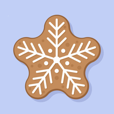 Gingerbread Snowflake Cookie with Icing Detail Vector Illustrationのイラスト素材