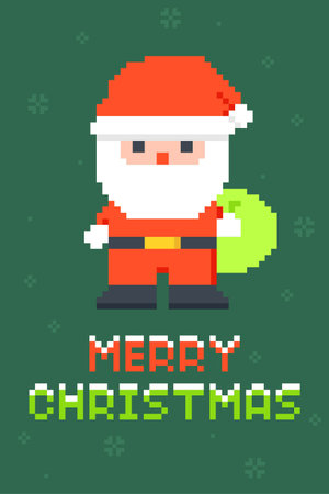 Art Santa Character with Merry Christmas Greeting Vector Illustrationのイラスト素材