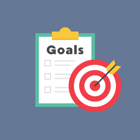 Goals and Target Achievement Concept Flat Vector Illustrationのイラスト素材