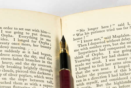 old english book with old old penの写真素材