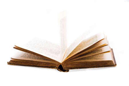 antique books on white background