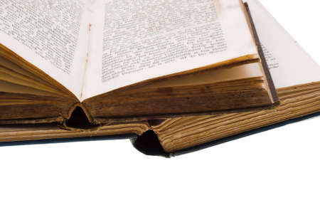 antique books on white backgroundの写真素材