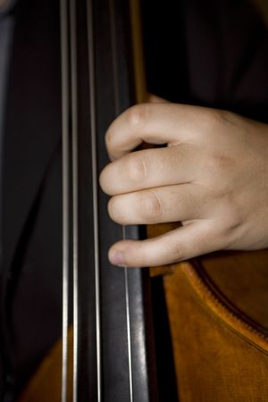 man playing jazz concert on double-bass