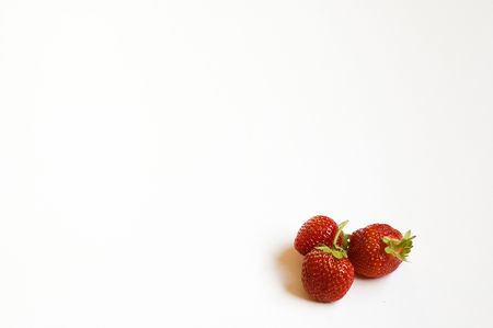 red strawberries on white background friuit, greenの写真素材