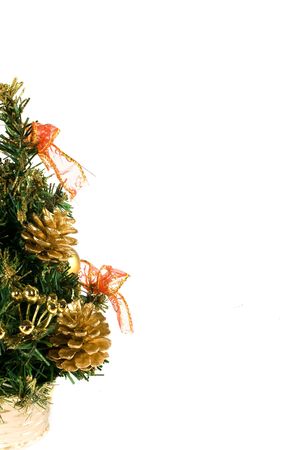 Christmas orange gold  tree on white backgroundの写真素材