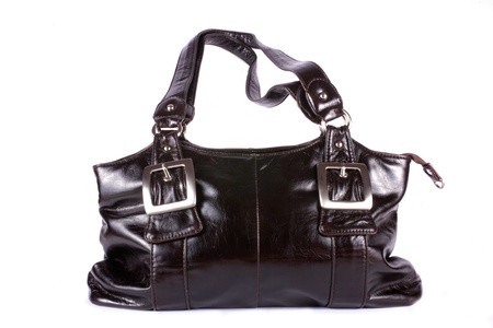 Modern design fashionable handbag isolated on white backgroundの写真素材