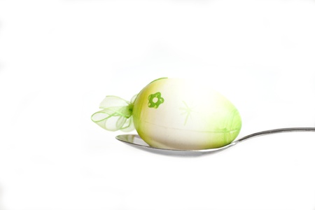 one easter egg on white background の写真素材