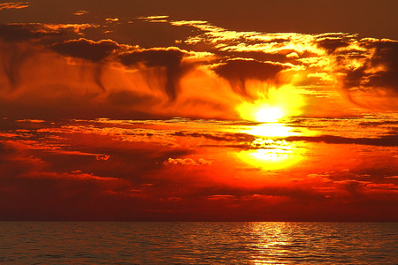sunset on seaの写真素材