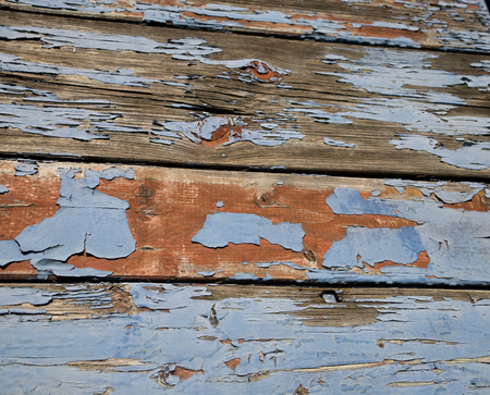 old wood blue painted textureの写真素材