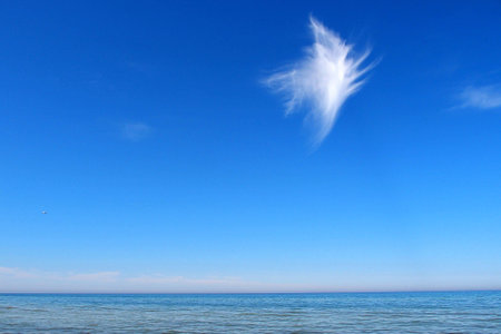 white cloud on blue skyの写真素材