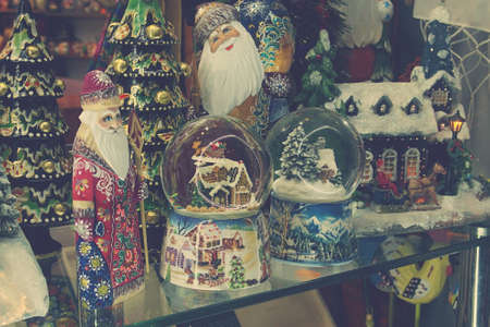 Polish hand-painted Christmas baubles on display,の写真素材