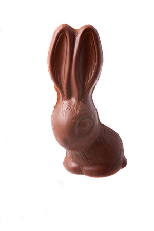 Easter chocolate figurine on a white background,の写真素材