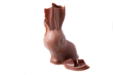 Easter chocolate figurine on a white background,の写真素材