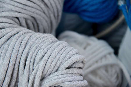 package with a colorful cord cotton for hand knittingの写真素材