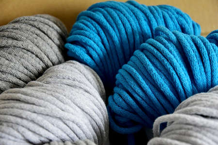 package with a colorful cord cotton for hand knittingの写真素材