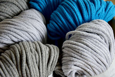 package with a colorful cord cotton for hand knittingの写真素材