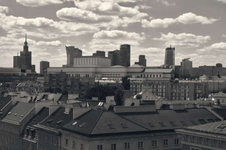 A view from above of the Warsaw old city and the surrounding buildings on a summer sunny dayの写真素材
