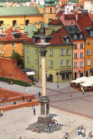 A view from above of the Warsaw old city and the surrounding buildings on a summer sunny dayのeditorial素材