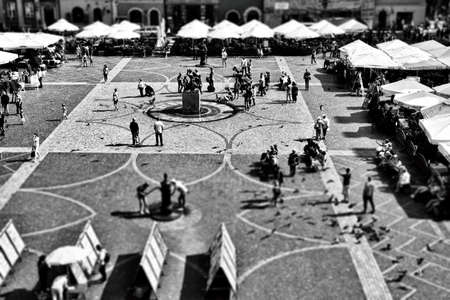 A view from above of the Warsaw old city and the surrounding buildings on a summer sunny dayのeditorial素材