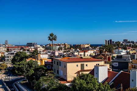 a beautiful original head of the Spanish city, the capital of Gran Canaria, Las Palmas, from a lookout point to colorful housesの写真素材
