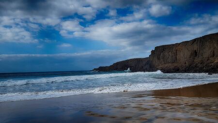 beautiful landscape with the city and the ocean on a warm day, on the Spanish Canary Island...