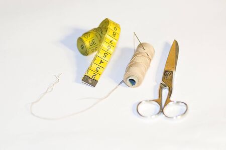 sewing supplies on a light smooth background