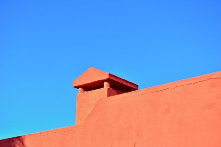 Beautiful contrasting architectural details on the Spanish Canary Island Fuerteventura against a blue skyの写真素材
