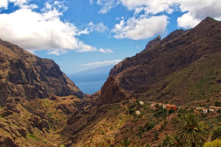 beautiful view of the picturesque town of Masca on the Spanish Canary Island Tenerifeの写真素材