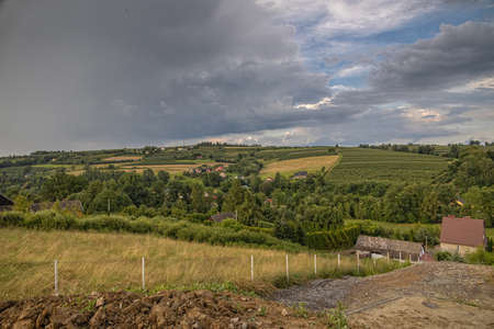 beautiful summer landscape with Polish mountains on a cloudy day