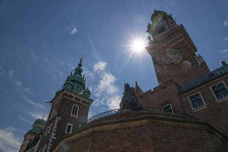 beautiful view of the Wawel Royal Castle in Krakow, Poland on a summer holiday day