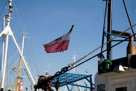 beautiful old operational fishing boats on a sunny day in the port of Poland