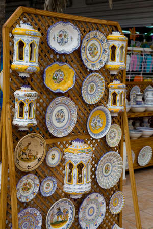 beautiful original colorful souvenir Spanish ceramics in Tenerifeの写真素材