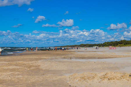 beautiful sandy beach in Leba, Poland on a sunny summer day