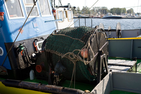 metal details on fishing boats in the port of Poland on the Hel Peninsula