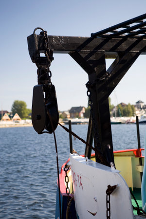 metal details on fishing boats in the port of Poland on the Hel Peninsula