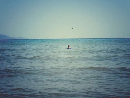 beautiful landscape with mediterranean sea on a warm summer day on the turkish coastの写真素材