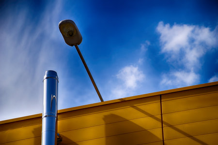 beautiful elegant building on a blue sky background modern architecture