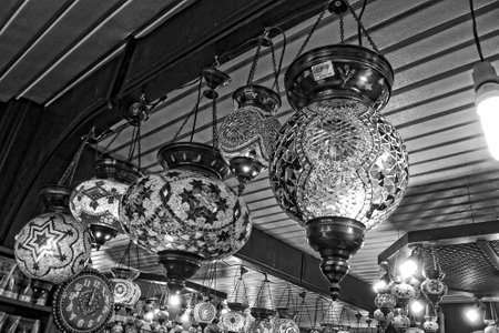 beautiful turkish islamic colorful original glass lampsの写真素材