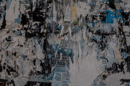 beautiful black and white background with pieces of old retro vintage paper announcementsの写真素材