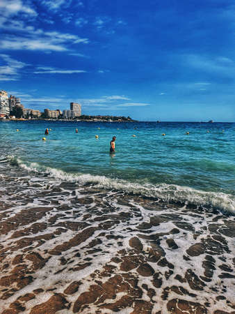 beautiful summer beach landscape in the spanish city of Alicante on a sunny day