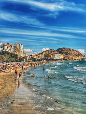 beautiful summer beach landscape in the spanish city of Alicante on a sunny day