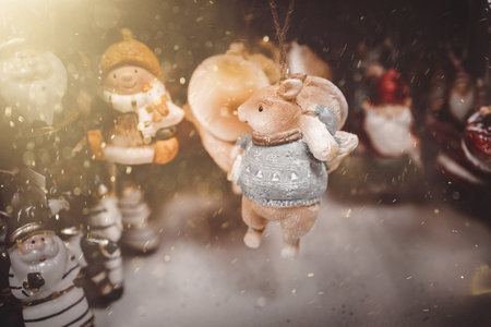 beautiful christmas decoration santa claus background closeupの写真素材