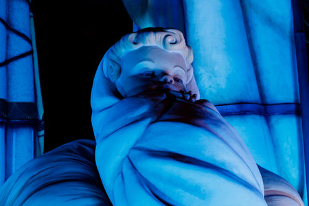 beautiful Spain's largest nativity scene in Alicante at nightの写真素材