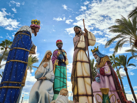 beautiful Spain's largest nativity scene in Alicante during the dayの写真素材