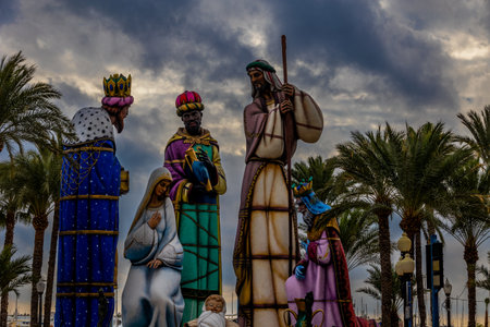 beautiful Spain's largest nativity scene in Alicante during the dayの写真素材