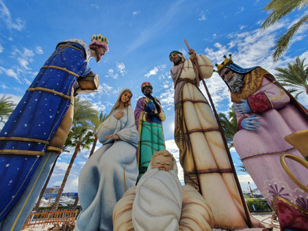 beautiful Spain's largest nativity scene in Alicante during the dayの写真素材