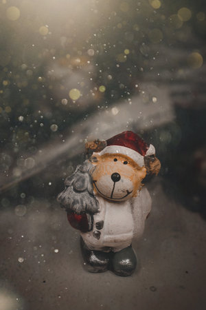 beautiful bauble christmas decoration santa claus background closeupの写真素材