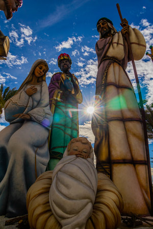 beautiful Spain's largest nativity scene in Alicante during the dayの写真素材