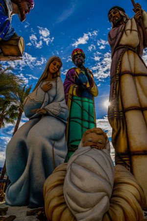 beautiful Spain's largest nativity scene in Alicante during the dayの写真素材